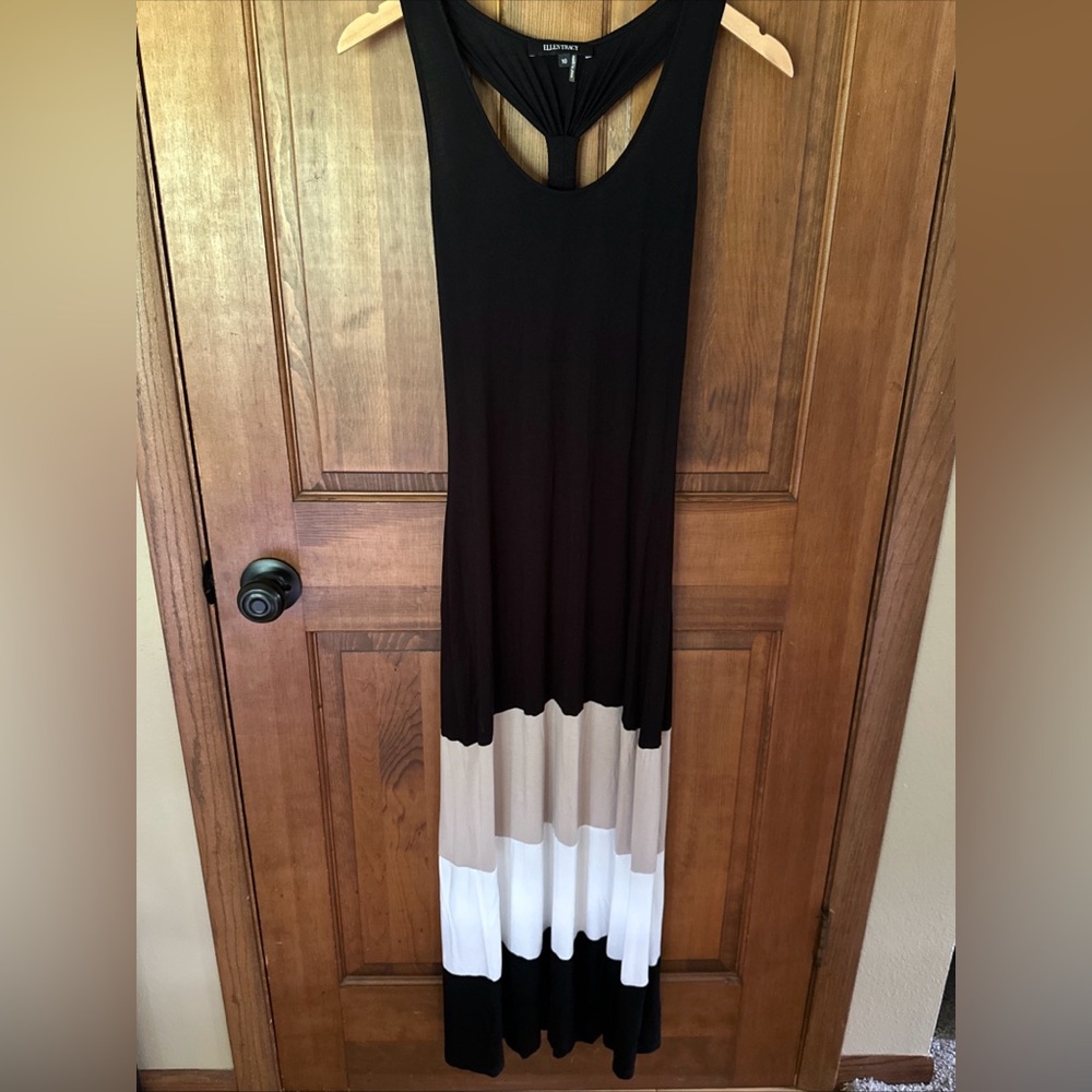 Ellen Tracy‎ Maxi Dress Size 10 Color Block Classic Office Travel Comfy Flowing